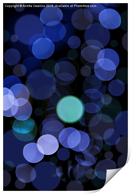 Blue bokeh circles blurry texture Print by Arletta Cwalina