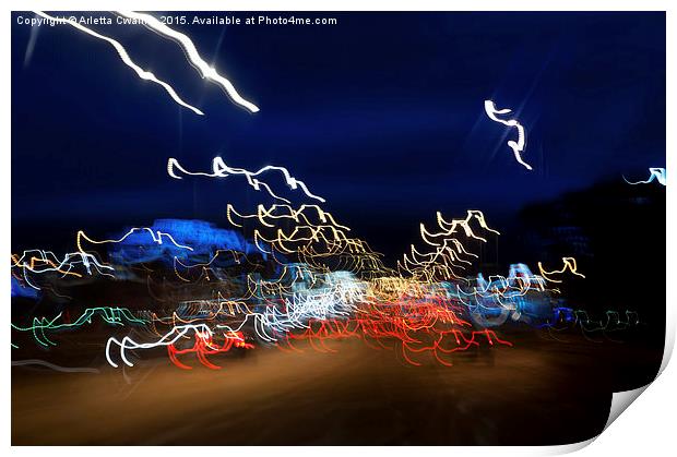 Cars driving motion night lights Print by Arletta Cwalina