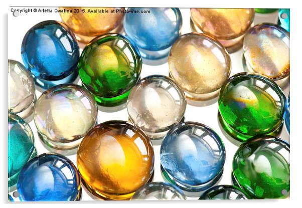 Glass balls marbles abstract Acrylic by Arletta Cwalina
