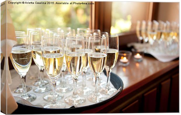 Wedding banquet champagne glasses Canvas Print by Arletta Cwalina