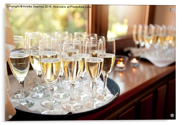 Wedding banquet champagne glasses Acrylic by Arletta Cwalina