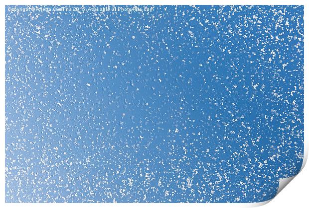 Melting snow spots blue sky Print by Arletta Cwalina
