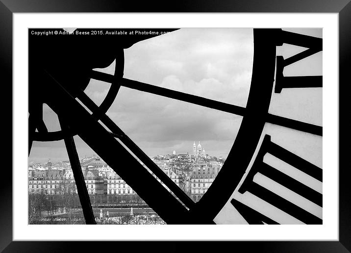 Paris through the clock window of the Musee d'Ors Framed Mounted Print by Adrian Beese