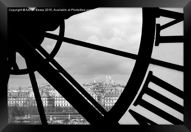 Paris through the clock window of the Musee d'Ors Framed Print by Adrian Beese