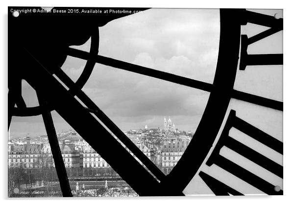  Paris through the clock window of the Musee d'Ors Acrylic by Adrian Beese