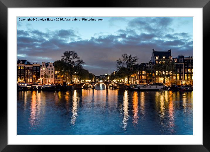  Amsterdam at Night Framed Mounted Print by Carolyn Eaton