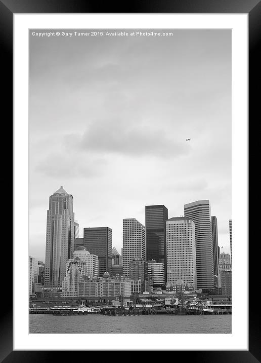 Seattle Skyline Framed Mounted Print by Gary Turner