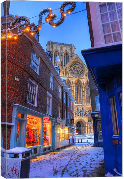 York Minster at Christmas, Petergate Street Canvas Print by Martin Williams
