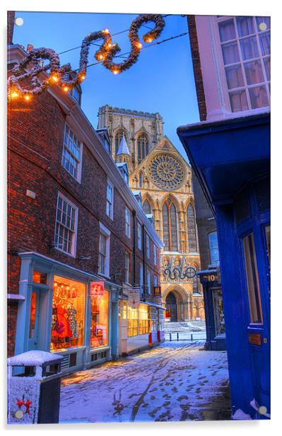 York Minster at Christmas, Petergate Street Acrylic by Martin Williams