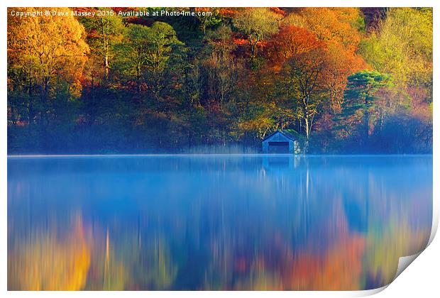 Misty Autumn Morning at Rydal Water Print by Dave Massey