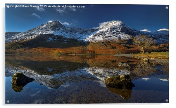 Twin Peaks Reflected at Buttermere Acrylic by Dave Massey