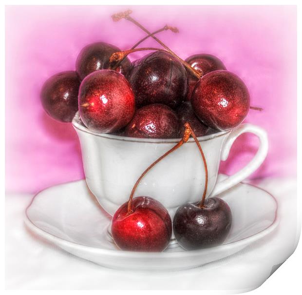  a cup of cherries Print by sue davies