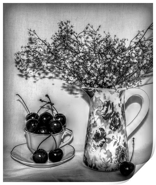  a cup of cherries Print by sue davies