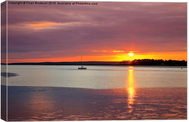 Menai Strait Sunset Over Anglesey Canvas Print by Pearl Bucknall
