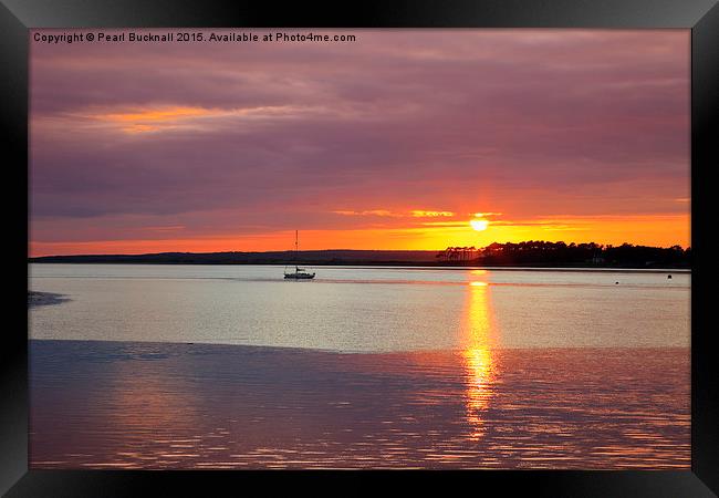 Menai Strait Sunset Over Anglesey Framed Print by Pearl Bucknall