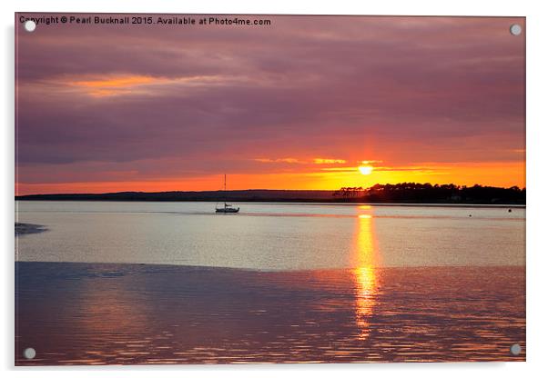 Menai Strait Sunset Acrylic by Pearl Bucknall