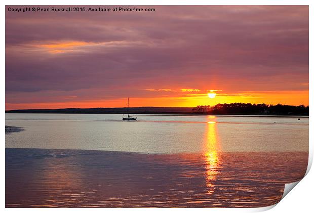 Menai Strait Sunset Over Anglesey Print by Pearl Bucknall