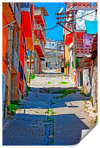 Turkish village street scene Print by ken biggs