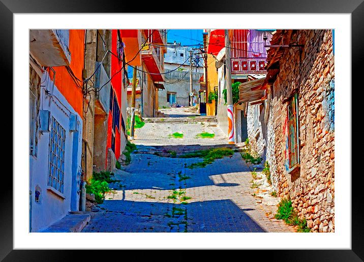 Turkish village street scene Framed Mounted Print by ken biggs