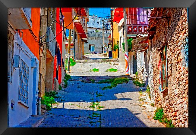 Turkish village street scene Framed Print by ken biggs