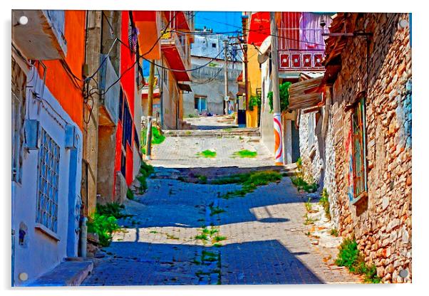 Turkish village street scene Acrylic by ken biggs