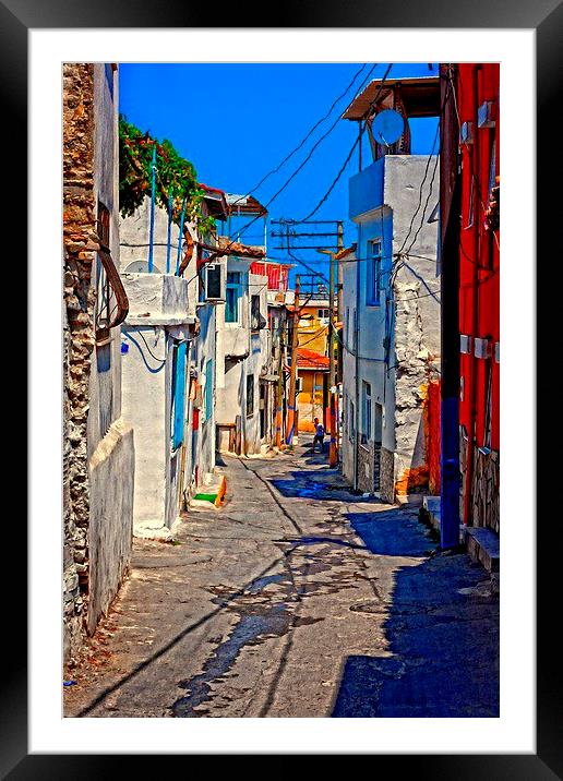 Turkish village street scene Framed Mounted Print by ken biggs