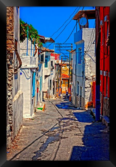 Turkish village street scene Framed Print by ken biggs