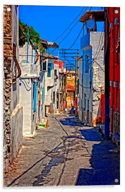 Turkish village street scene Acrylic by ken biggs