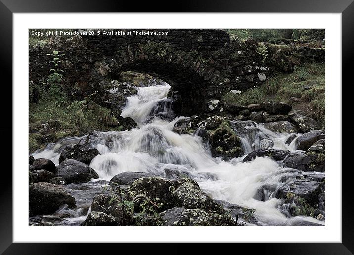  Ashness Bridge upstream Framed Mounted Print by Peter Jones