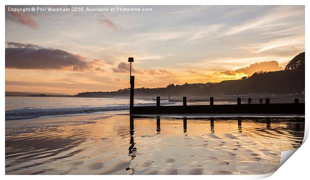  Bournemouth Beach Sunset Print by Phil Wareham