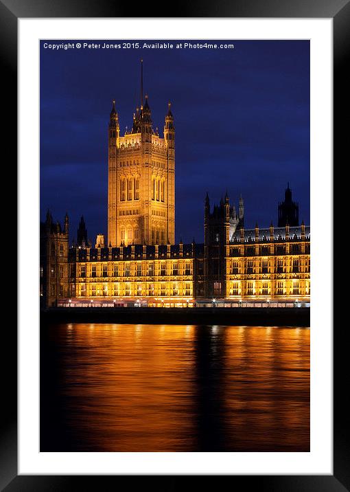  Houses of Parliament at Night Framed Mounted Print by Peter Jones