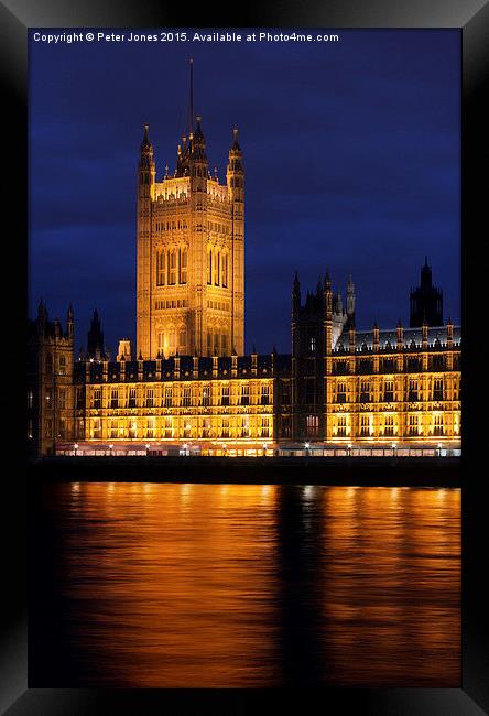  Houses of Parliament at Night Framed Print by Peter Jones
