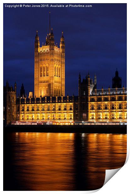  Houses of Parliament at Night Print by Peter Jones