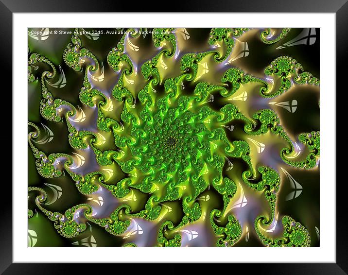  Green geometric fractals Framed Mounted Print by Steve Hughes