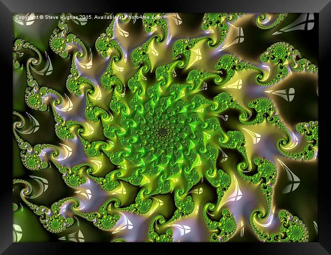  Green geometric fractals Framed Print by Steve Hughes