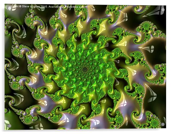  Green geometric fractals Acrylic by Steve Hughes