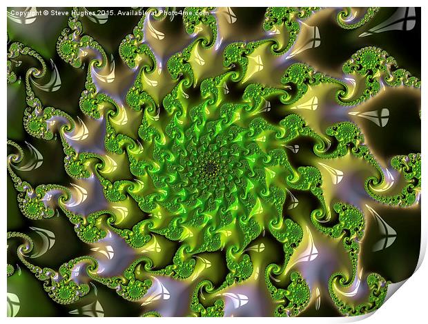  Green geometric fractals Print by Steve Hughes