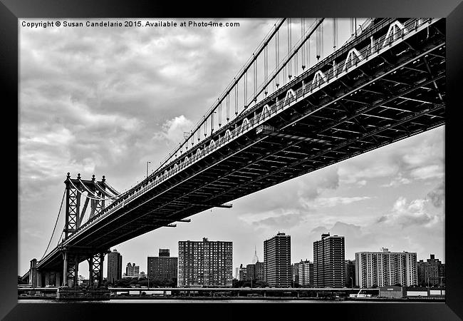 Manhattan Bridge NYC Skyline Framed Print by Susan Candelario