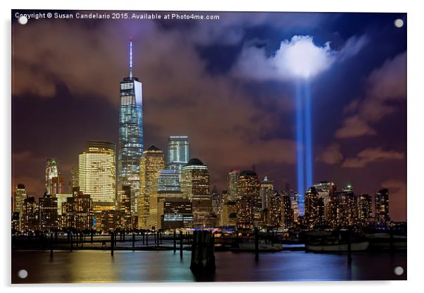 WTC Tribute In Lights NYC Acrylic by Susan Candelario