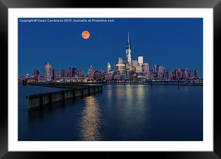 World Trade Center Super Moon Framed Mounted Print by Susan Candelario