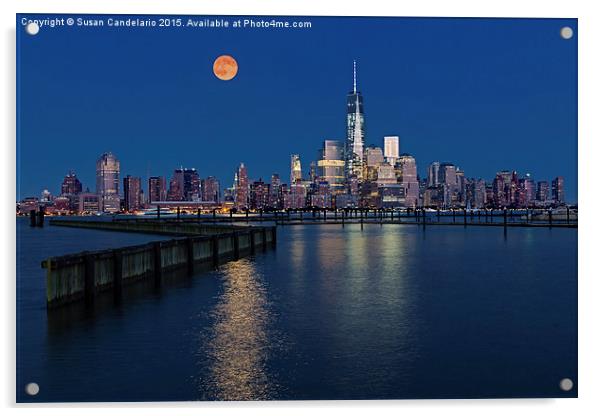 World Trade Center Super Moon Acrylic by Susan Candelario