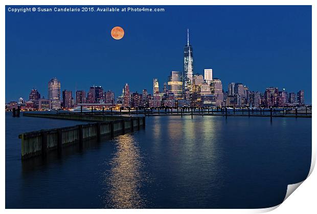 World Trade Center Super Moon Print by Susan Candelario