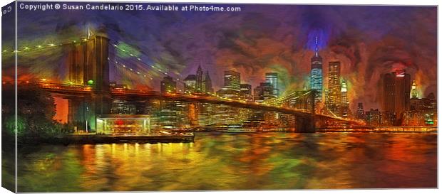 Brooklyn Bridge Impressionism Canvas Print by Susan Candelario