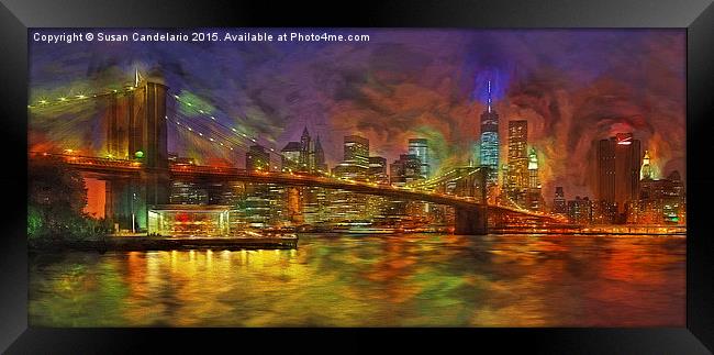 Brooklyn Bridge Impressionism Framed Print by Susan Candelario