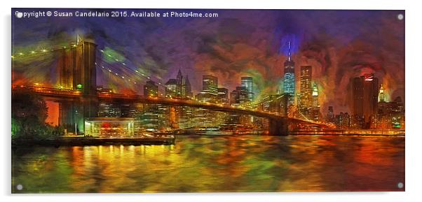 Brooklyn Bridge Impressionism Acrylic by Susan Candelario