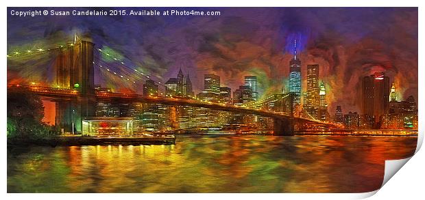 Brooklyn Bridge Impressionism Print by Susan Candelario