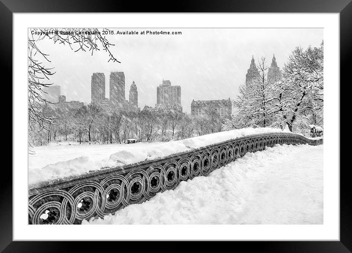 Snow In Central Park NYC Framed Mounted Print by Susan Candelario