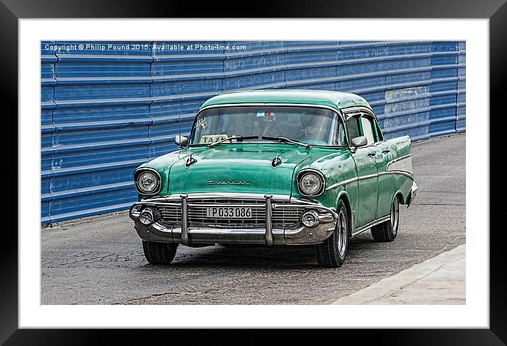  American Chevvy car in Cuba Framed Mounted Print by Philip Pound