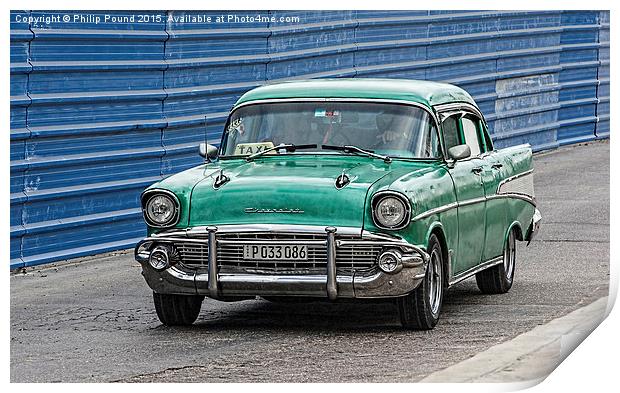 American Chevvy car in Cuba Print by Philip Pound