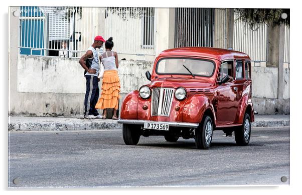 Copper coloured American car in Havana  Acrylic by Philip Pound